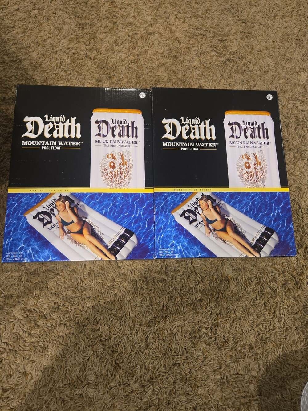 New lot of 2 Liquid Death 6’ Pool Float Adult Novelty Water Inflatables